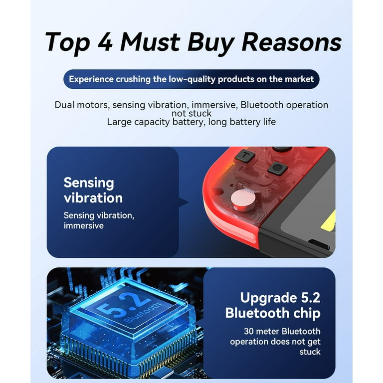 BT 5.2 RGB LED Switch L/R JoyCon Gamepad for Nintendo Switch