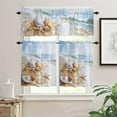 thumbnail image 6 of Christmas Coastal Kitchen Curtains and Valances Set, Rod Pocket Curtains Tier Farmhouse Window Curtains 24 Inch Length, Beach Ocean Starfish Conch Seashells 3 Piece Kitchen Curtains Set, 6 of 6