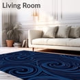 thumbnail image 2 of ODIKA 4'x6' Machine Washable Non-Slip Area Rug, Luxurious Swirl Velvet Textured Elegant Contemporary Plush High Traffic Rug, Blue, 579649, 2 of 7