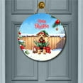 thumbnail image 2 of Merry Christmas Woofmas Xmas Noel Airedale Terrier Elf Candy Cane Snow Round Wood Sign Dale Waterside Dog Lover Hanging Wall Home Decor - 13017, 2 of 5
