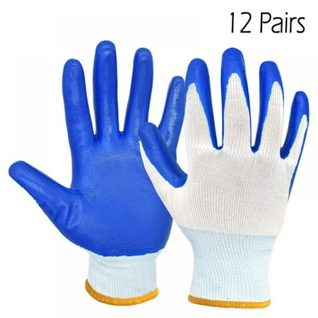 

1/12 Pairs Polyester Nitrile Coated Industrial Household-Outdoor Hand Tools Gloves