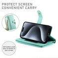 thumbnail image 3 of Allytechgroup Wallet Case for Apple iPhone 16 Pro Max, 9 Cards Holder + Zipper Pocket + Hand Wrist Shockproof Stand Flip Cover RFID Blocking Phone Case for Women Men, Mint, 3 of 7