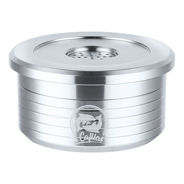 Tasse Capsule à Café Réutilisable en Acier Inoxydable pour Delta Q/Delta Q NDIQ7323/EP MINI (Lavazza Point) avec Boîte-Cadeau, Argent, 30x20x38 mm, Comprend Brosse de Nettoyage et Cuillère Doseuse - Écologique,