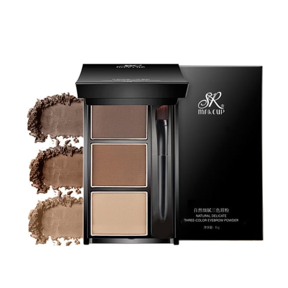 Polvo para cejas disco para cejas de tres colores polvo para cejas resistente al agua kit de maquillaje para cejas relleno de cejas para dar forma a las cejas naturales (02# Tono de piel marrón claro