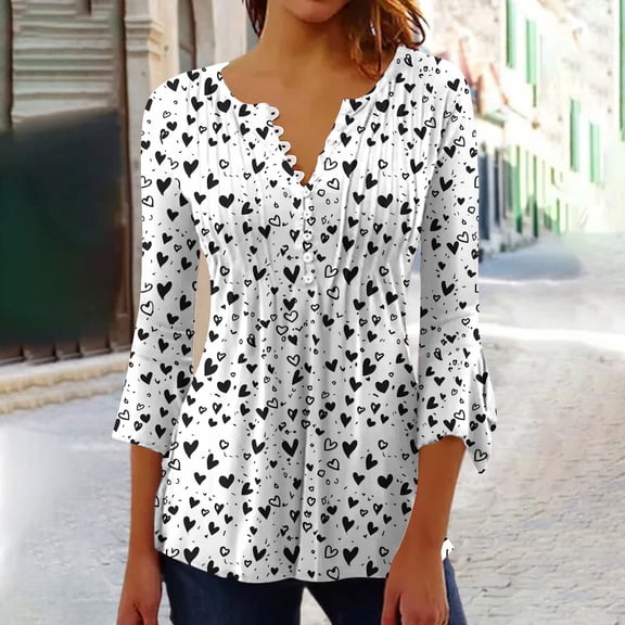 Womens Summer Shirts and Tops Womens T Shirts Casual Quarter Length Sleeve Tops for Women Fitted T Shirts Printed T Shirts for Women Graphic