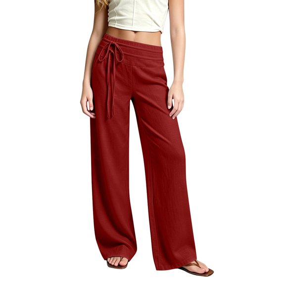 Tween Girls' Pants Set Casual Foldover Elastic Waist Kids Wide Leg Sweatpants Loose Linen Pants Girls' Sweatpants with Pockets