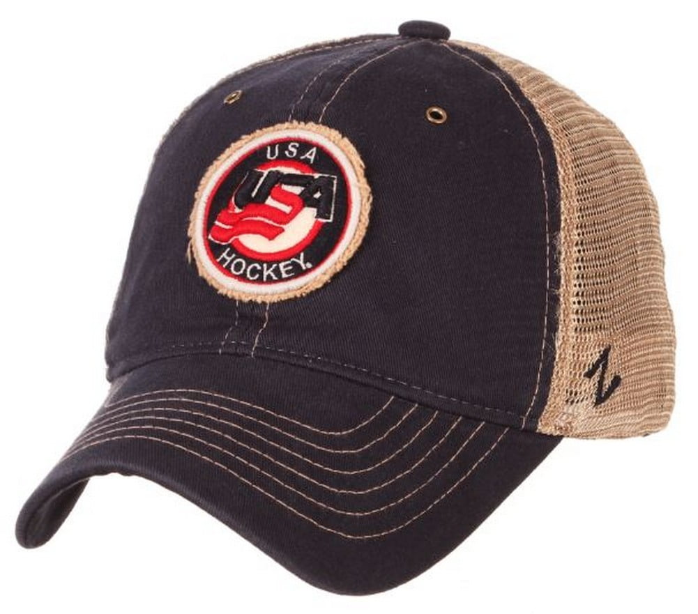 Zephyr USA Hockey Tatter Embroidered Logo Baseball Cap Hat Mesh Back