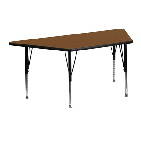 Emma + Oliver 22.5x45 Trapezoid Oak HP Laminate Preschool Activity Table
