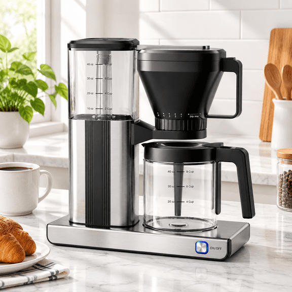 8-cup Drip Coffee Maker With Reusable Filter And Glpot Black Sliver