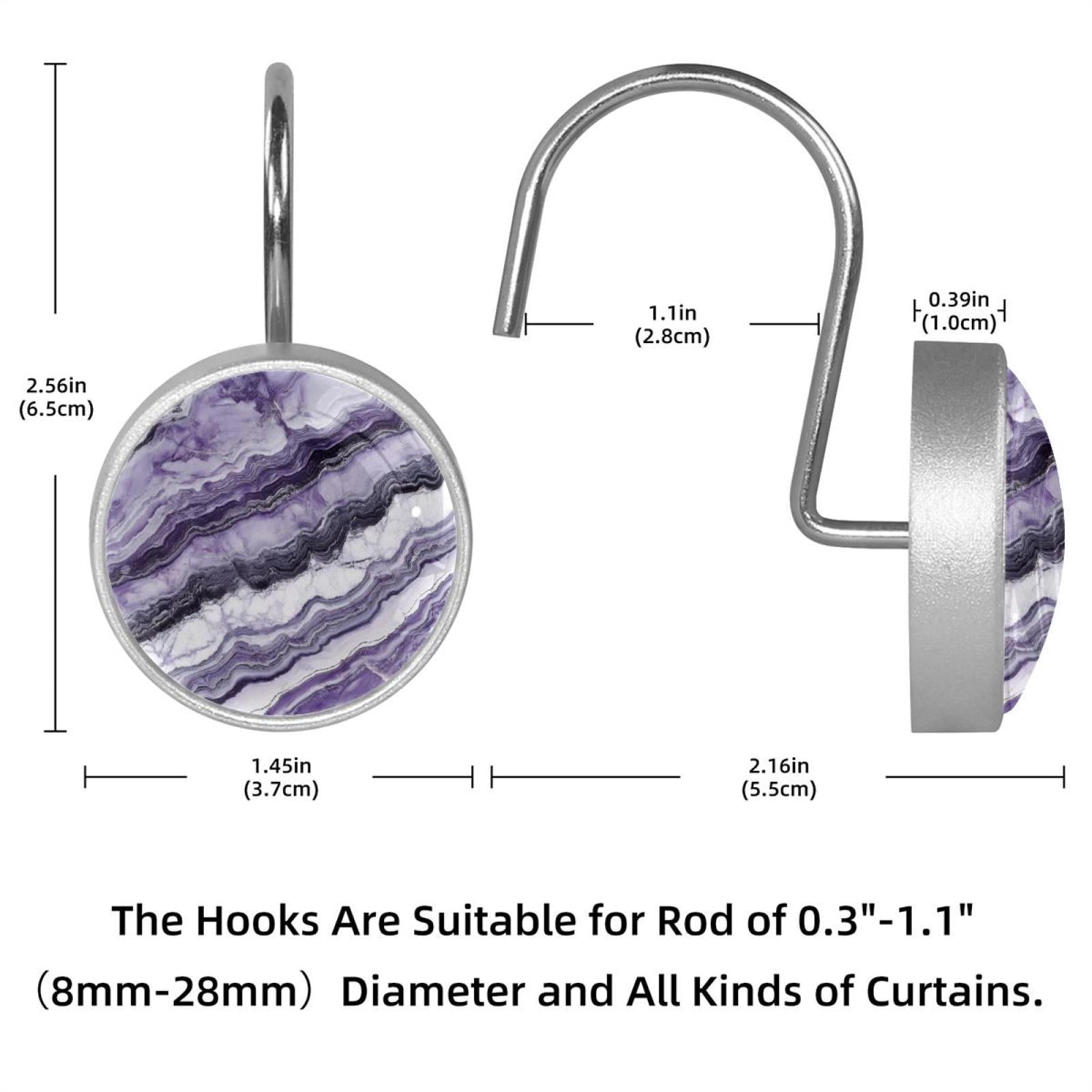 HemaKayy 12 Pcs Shower Curtain Hooks Bathroom Decorative Accessories Purple Wave