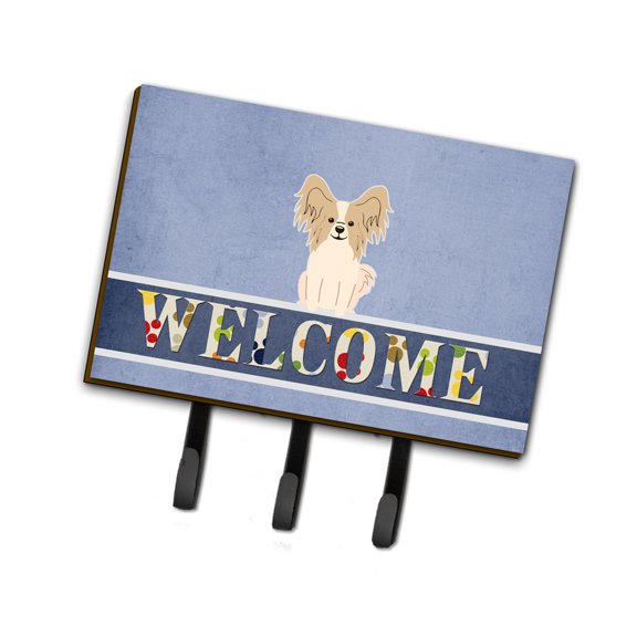 Carolines Treasures BB5658TH68 Papillon Sable White Welcome Leash or Key Holder Triple multicolor