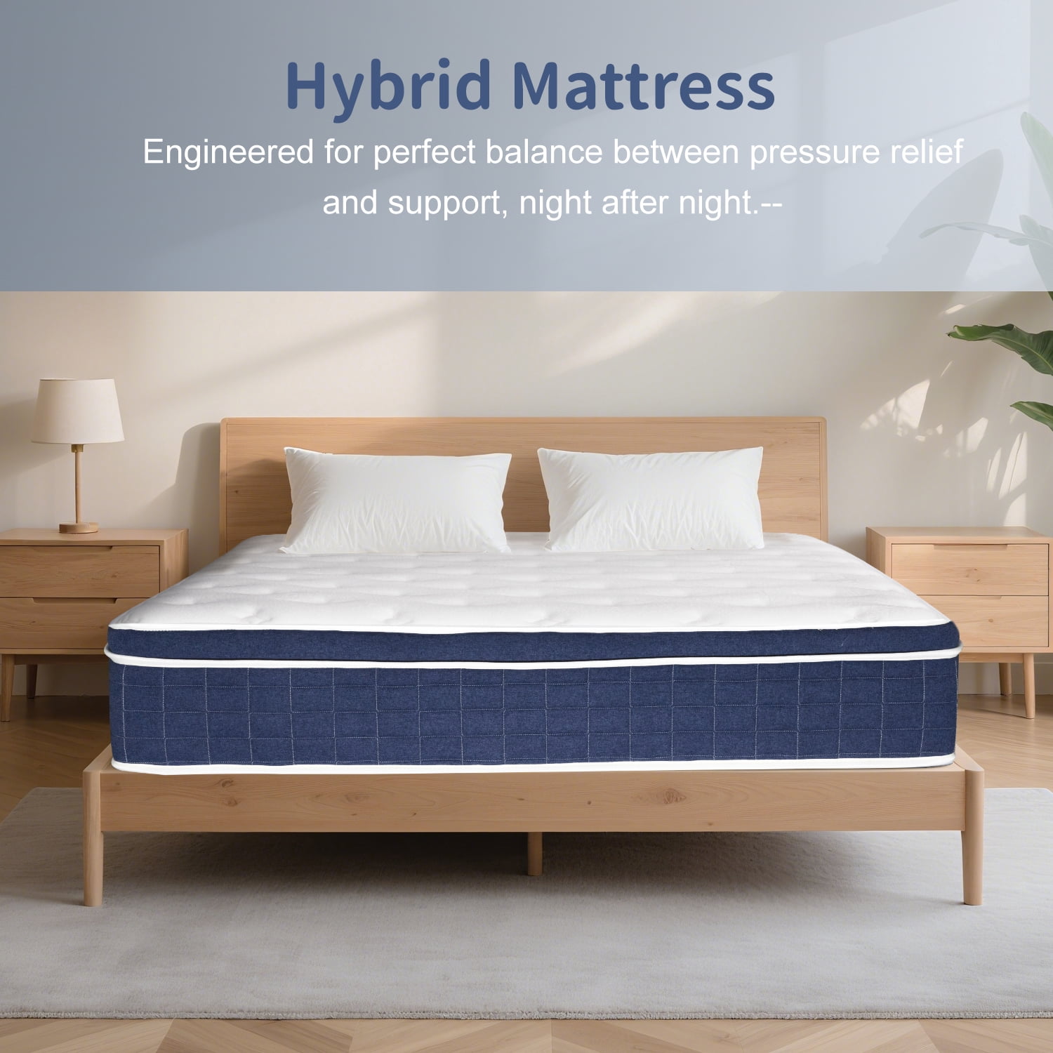 BAYUELSWU King Size Mattress, 14 Inch Memory Foam Hybrid Mattress in a Box with Pocketed Springs Medium Firm Support Motion Isolation Edge Support for comfortable sleep at night, 60 Night Trial