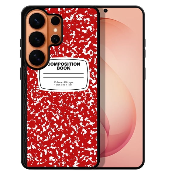 WIRESTER Shockproof Soft Rubber Cover Case for Samsung Galaxy S26 Ultra 6.9" 2026, Red Composition Book