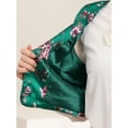 thumbnail image 6 of INSPIRE CHIC Women's Floral Pattern V Neck Sleeveless Button Satin Waistcoat Vest XL Dark Green, 6 of 7