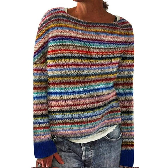 Baqcunre Women's Clothing, Womens Knitted Striped Sweaters Casual Loose Crewneck Long Sleeve Lightweight Pullover Tops Valentines Day Gifts, 1Pc Top Camouflage 5XL