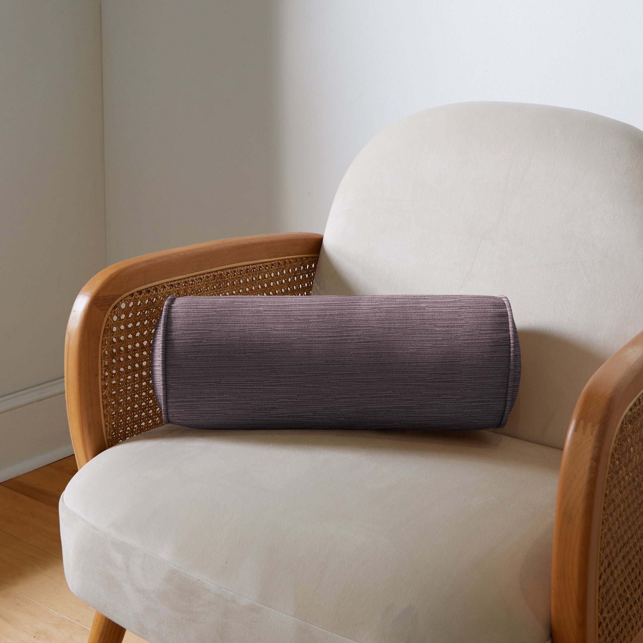 Sorra Home Velvet Fig Bolster Pillow 16 in x 6 in x 6 in