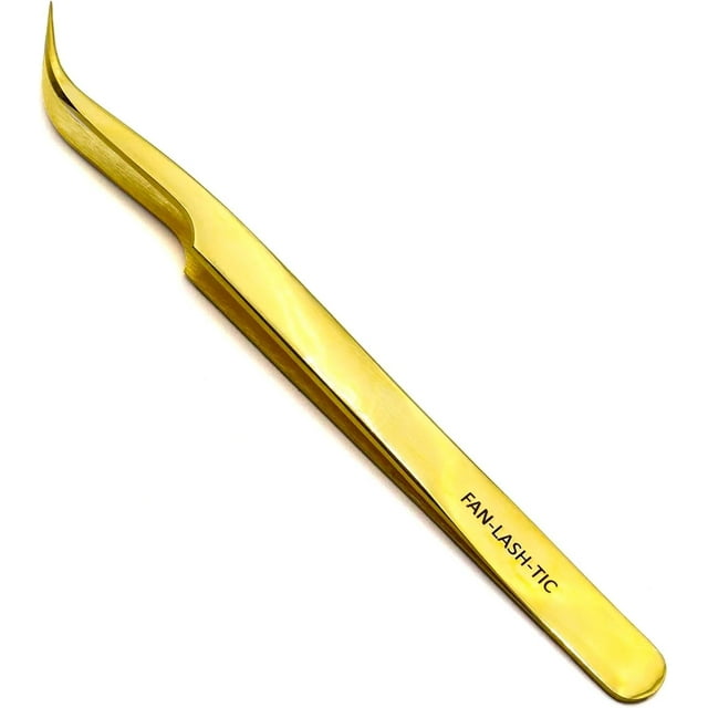 LLBA Lash Tweezer Professional Volume False Lash Application Tool | Multi Shapes & Purposes Tweezers | Non-Slip Grip Tweezers for Volume, Isolation & Classic Lashes (Gold, Fan-lash-tic Volume)