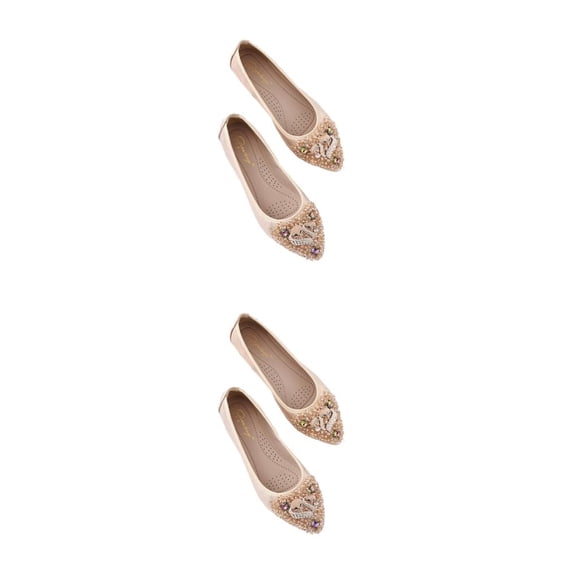 Qarigey 1 par de mocasines de diamantes de imitación para mujer, zapatos de tacón plano para fiesta y niña, toboganes de Ballet para mujer, Type9 NO9