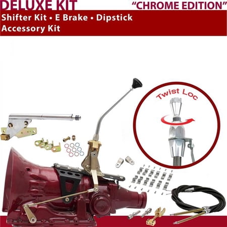 American Shifter AOD Shifter Kit 10 in. E Brake Cable Clamp Clevis Dipstick for D7571