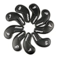 thumbnail image 1 of Juego de fundas de hierro para Golf, 9 Uds., fundas para cabezas de palos de Golf, funda protectora para palos de Golf Textura tejida negra Cola Cubiertas de cabeza de hierro de golf, 1 of 8