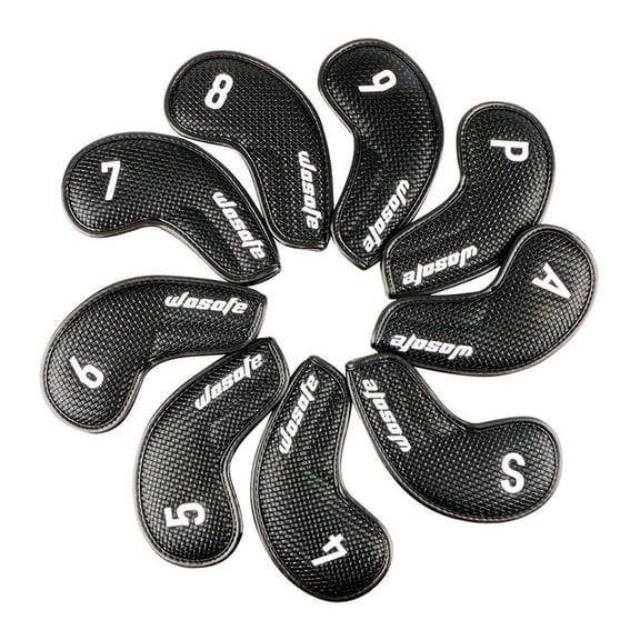 hengtong 9Pcs Golf Iron Covers Set Golf Club Head Covers Golf Case Protection Guard Black Woven Texture