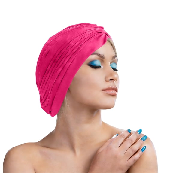 Seamless Knit Head Wrap Cap, Simple Solid Color Design, Perfect as a Sleep Cap, Wig Liner, or Post-Surgery Head Cover. Hot Pink 1PC