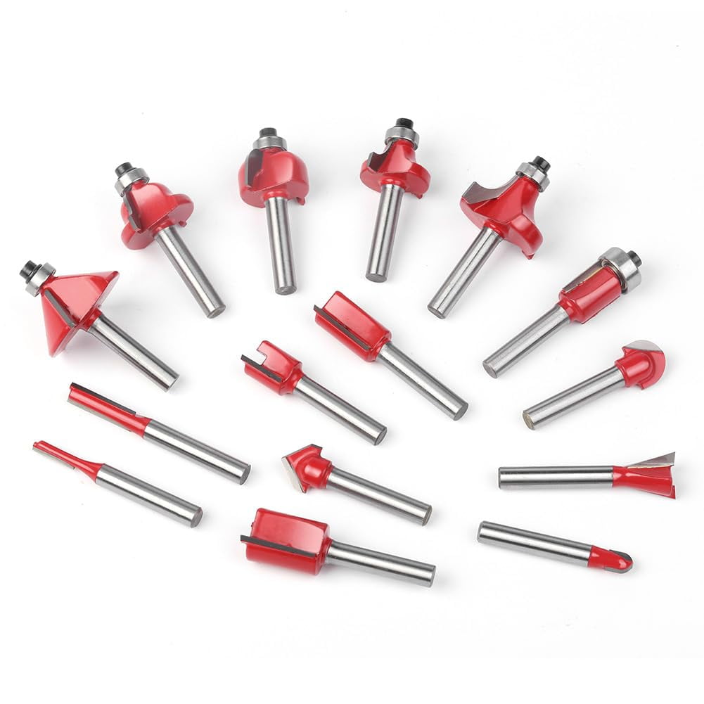 15Pcs 1/4in Shank Carbide Router Bit Set for Woodworking - Engraving and Cutting Tools for Wood