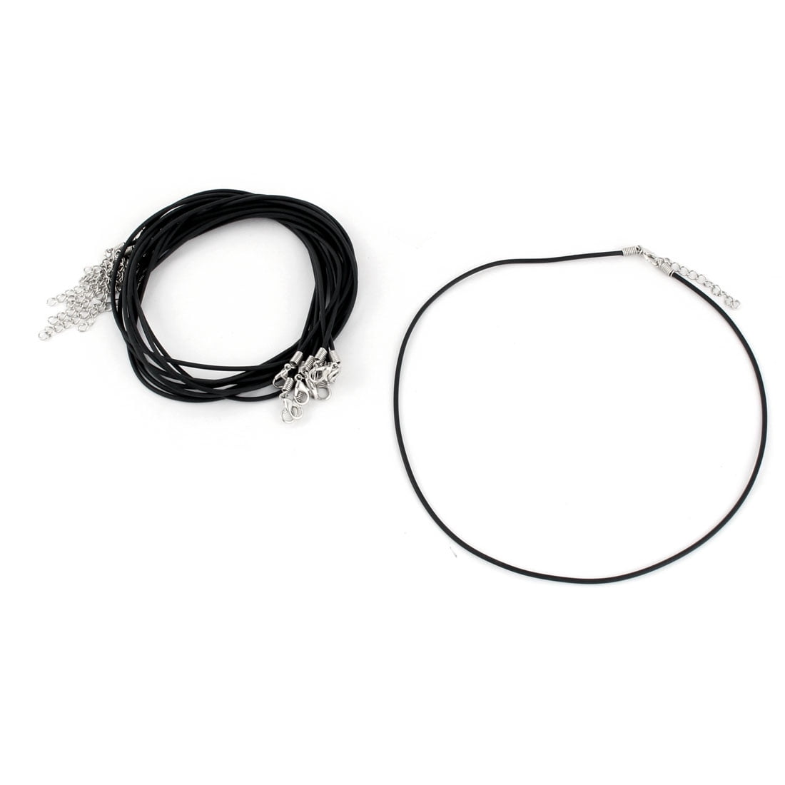 10pcs black real leather necklace cords lobster clasp # 