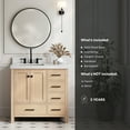 thumbnail image 5 of ARIEL CAMBRIDGE 37 Inch Single Rectangular Sink Bathroom Vanity With Pure White Quartz Countertop 1.5 Inch Edge In Oak, 5 of 7