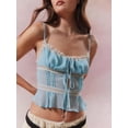 thumbnail image 3 of Argulvti Womens Sheer Mesh Cami Tops Polyester Lace Trim Adjustable Strap See Through V Neck Crop Tops for Summer, 3 of 6