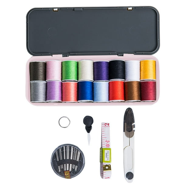 Bewildely Juego de caja de costura de herramienta de costura doméstica multifunción portátil Tela de costura y artesanía Rosa claro Bewildely HA2839-03B