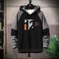 thumbnail image 5 of Sudadera con capucha negra con estampado para hombre, ropa masculina, sudadera con capucha y empalme gráfico, oferta de bienvenida, alta calidad, moda Harajuku Overfit, 5 of 5