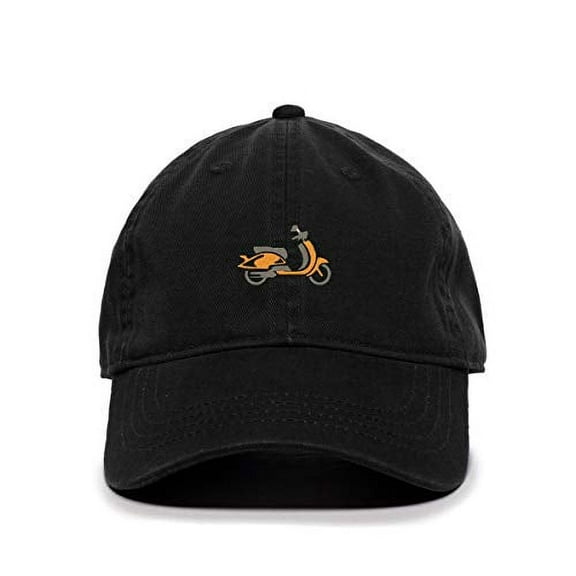 Tech Design Scooter Baseball Cap Embroidered Cotton Adjustable Dad Hat Black