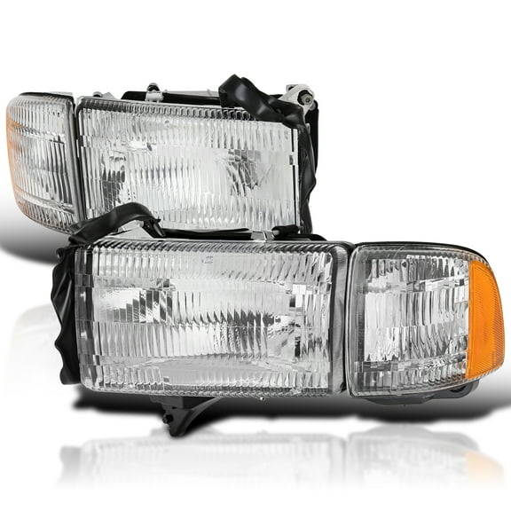 Spec-D Tuning Factory Replacement Headlights Compatible with 1994-2001 Dodge Ram 1500 2500 3500 Left   Right Head Lights Assembly