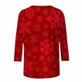 thumbnail image 5 of Scyoekwg Womens Christmas 3/4 Sleeve Tops Christmas Snowflakes Printed Tunic Shirts Dressy Casual Round Neck Three-Quarter Sleeve Tops Blouses (#A01=Red,M), 5 of 5
