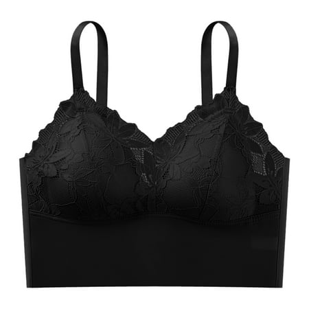 

zuwimk Strapless Bras For Women Women s Daisy Lace Wire-Free Bra with Plushline Black One Size
