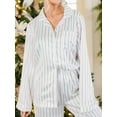thumbnail image 5 of ZAXARRA Women's 2 Piece Pajama Set Long Sleeve Lapel Button Up Shirt Tops Plaid/Stripe/Christmas Elements Print Pants Sleepwear Sets, 5 of 9