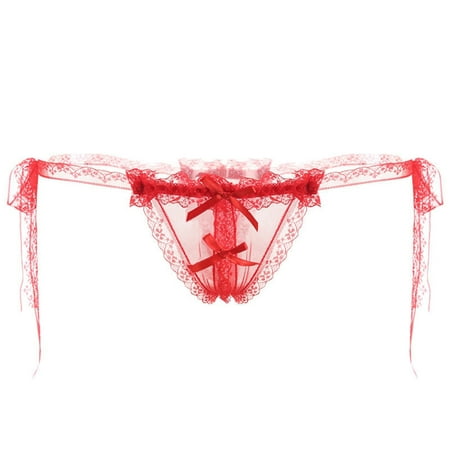 22/24 Panties Women Briefs Women Lace Sexy Thong Lace Up Sexy Open Crotch T Pants Ladies Panties Adjustable Size Sexy Panties