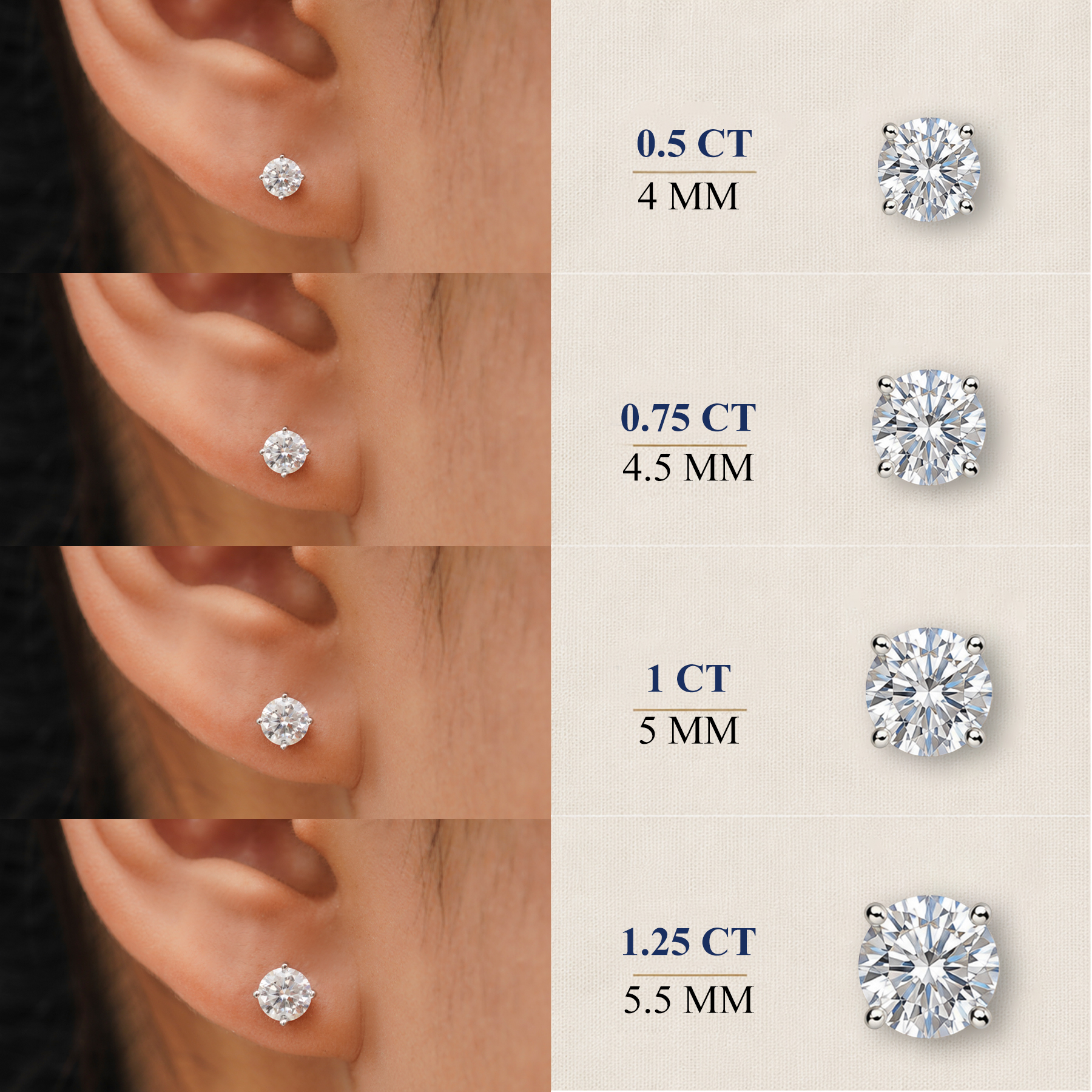 JeenMata Lab Grown Diamond Stud Earrings 0.50 Carat photo 7