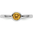 thumbnail image 4 of Solid Sterling Silver Stackable Expressions Low 5mm Round Citrine Ring - Ring Size 8.0, 4 of 8