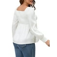 thumbnail image 3 of INSPIRE CHIC Women Smocked Maternity Tops Square Neck Long Sleeve Shirts Basic Pregnancy Blouses XL White, 3 of 5