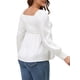thumbnail image 3 of INSPIRAR CHIC Blusas de Maternidad con Cuello Cuadrado de Manga Larga para Mujeres, Blusas Básicas de Embarazo M Blanca, 3 of 5