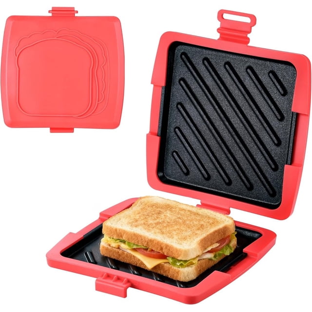 Toaster - Sandwich Maker - Toaster - Microwave Sandwich Maker Silicone - 16 X 16 Cm - With Removable Aluminum Plates - For Sandwiches Home Travel Office Dormitory RV