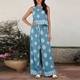 thumbnail image 6 of Enjoytime Vacation Outfits for Women Printed Travel Casual 2 Piece Sets Crew Neck Sleeveless Tops Wide Leg Pants Matching Set, 6 of 6