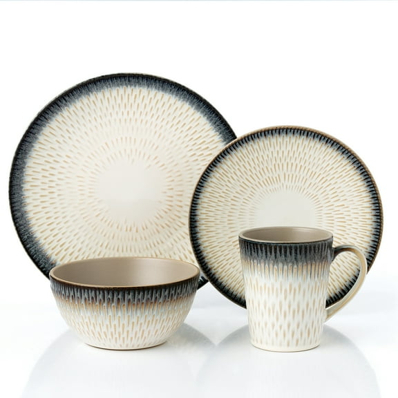 Lorren Home Trends 16 Piece Stoneware Set-Blue Drop