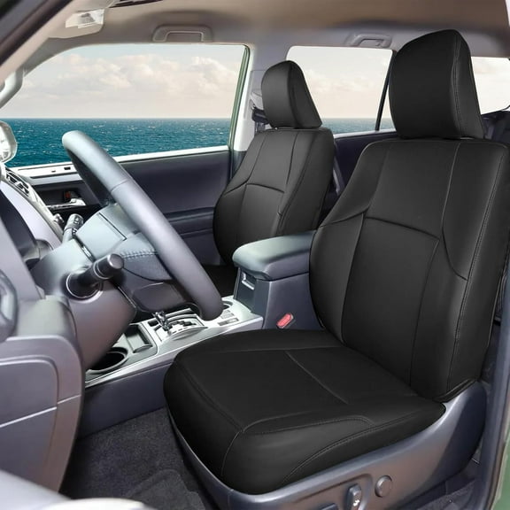 AOMSAZTO Leather Seat Covers for Toyota 4Runner: 2011-2024 (3-Row,7 Seats Model ONLY) Custom Fit Car Seat Protectors Full Set Black