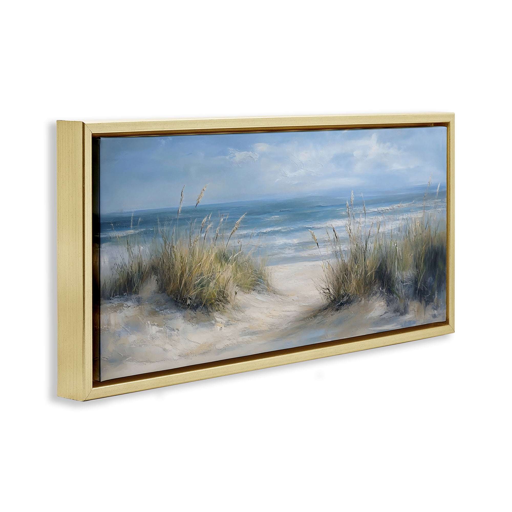 Stupell Industries Coastal Peace Dunes Gold Framed Floater Canvas Wall Art, design by LSR Design Studio
