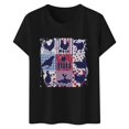 thumbnail image 3 of Women's Fashionable Summer Double Printed Round Neck Short Sleeved Holiday Casual T Shirt Top, 3 of 3