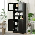 thumbnail image 6 of Costway 58.5" Tall Bathroom Storage Cabinet Freestanding Linen Cabinet with Shelves Black, 6 of 10