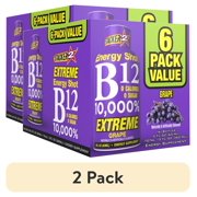 (2 pack) Stacker 2 B12 10,000% Energy Shot Grape, 2 oz, 6 Count
